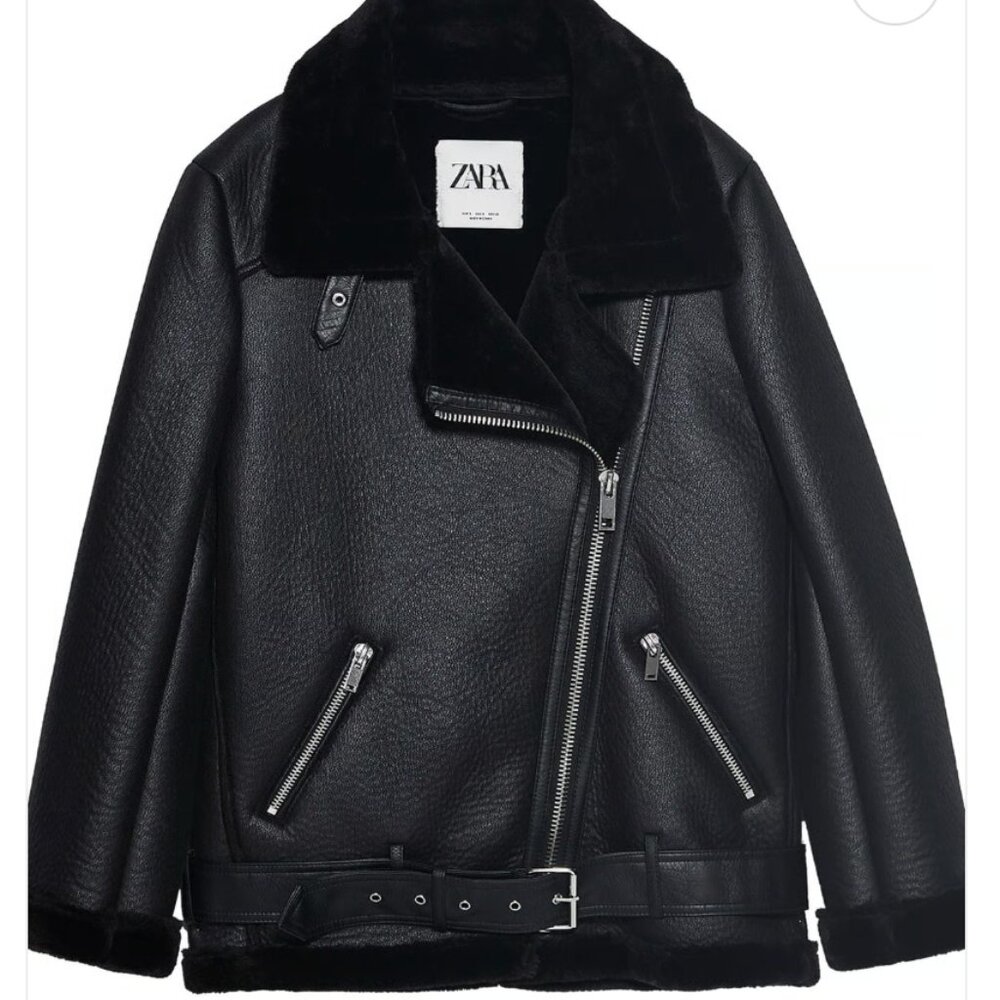 Zara ZW Collection Double-Faced Biker Jacket NWT
